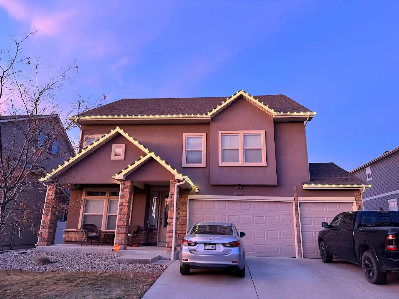 Home before professional Christmas light installation — Front Range portfolio example