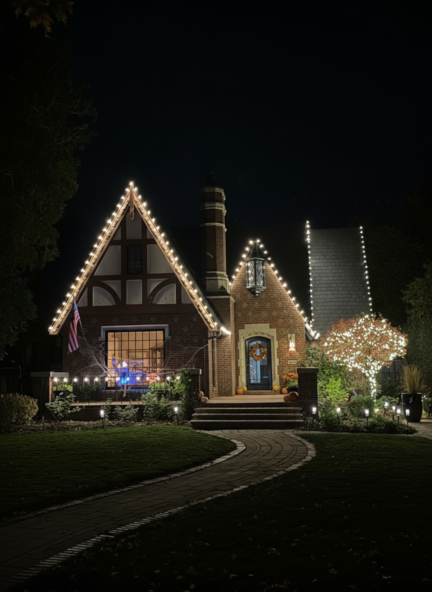 Beautiful Christmas light installation on home in Windsor, CO